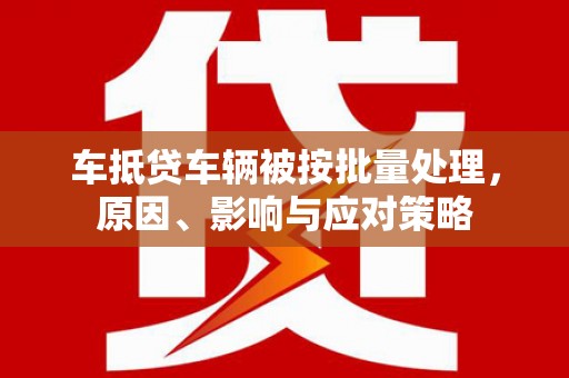九江车抵贷车辆被按批量处理，原因、影响与应对策略