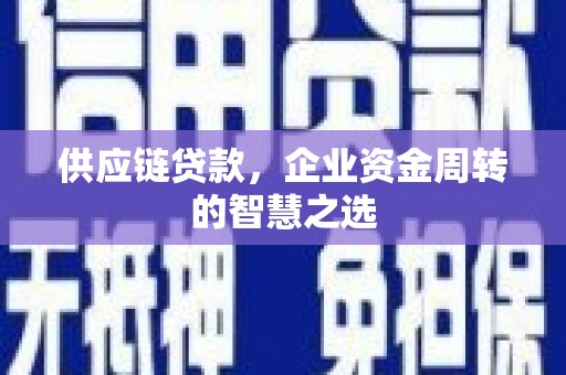肇源供应链贷款，企业资金周转的智慧之选
