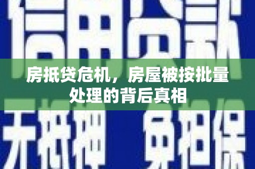 雨花房抵贷危机，房屋被按批量处理的背后真相