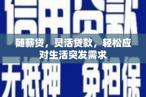 彬县随薪贷，灵活贷款，轻松应对生活突发需求