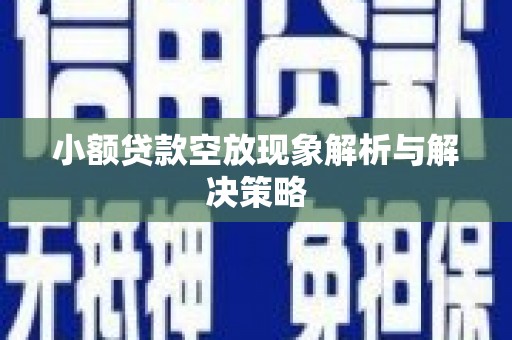 阿尔山小额贷款空放现象解析与解决策略