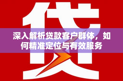 湖西深入解析贷款客户群体，如何精准定位与有效服务